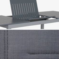 8-seater extendable aluminium garden table set with chairs