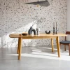 4-6 seater extendable rectangular dining table, oak and metal veneer