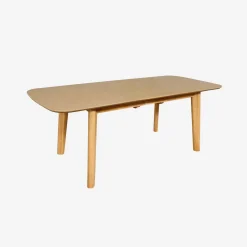4-6 seater extendable rectangular dining table, oak and metal veneer