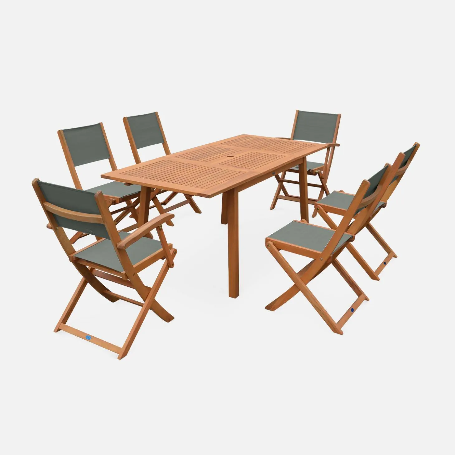 6-seater extendable wooden garden table set with chairs