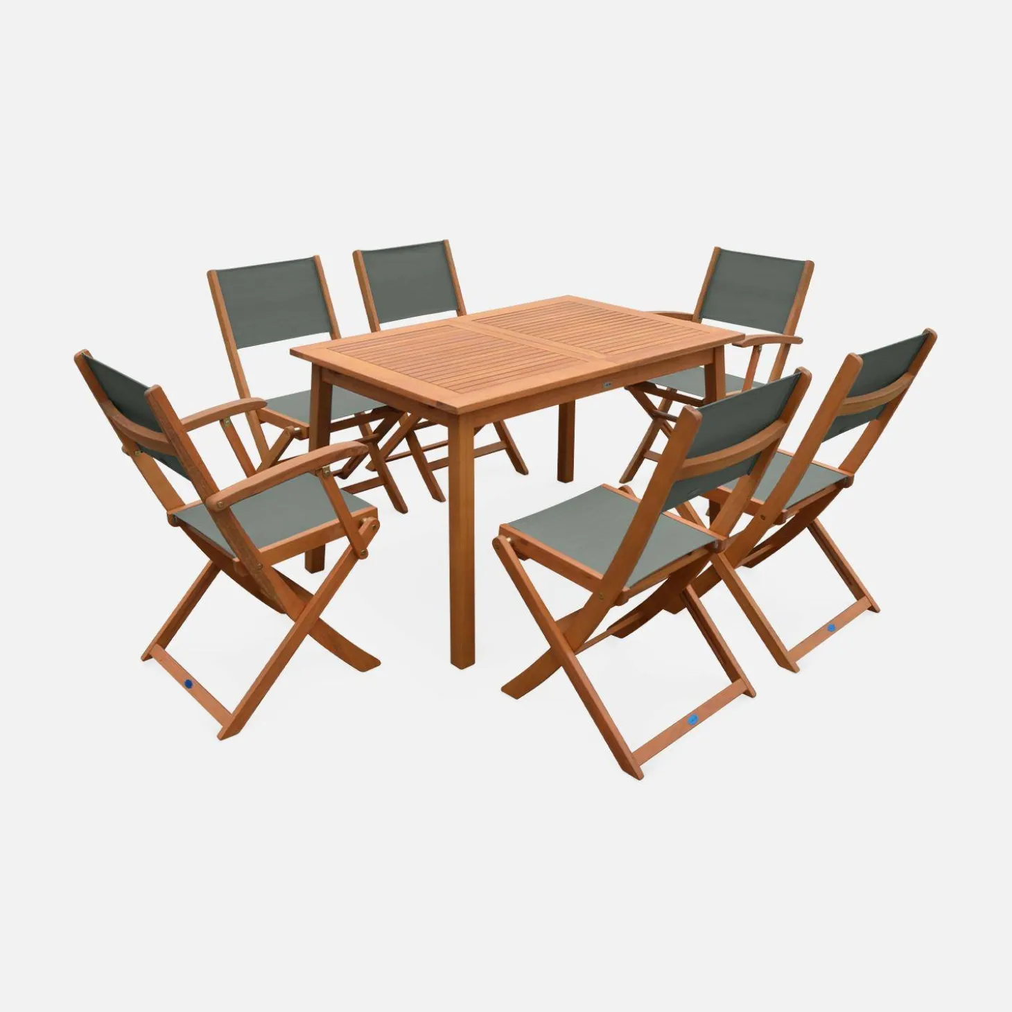 6-seater extendable wooden garden table set with chairs