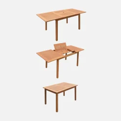 6-seater extendable wooden garden table set with chairs
