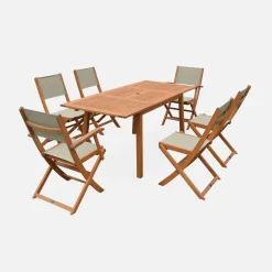 6-seater extendable wooden garden table set with chairs
