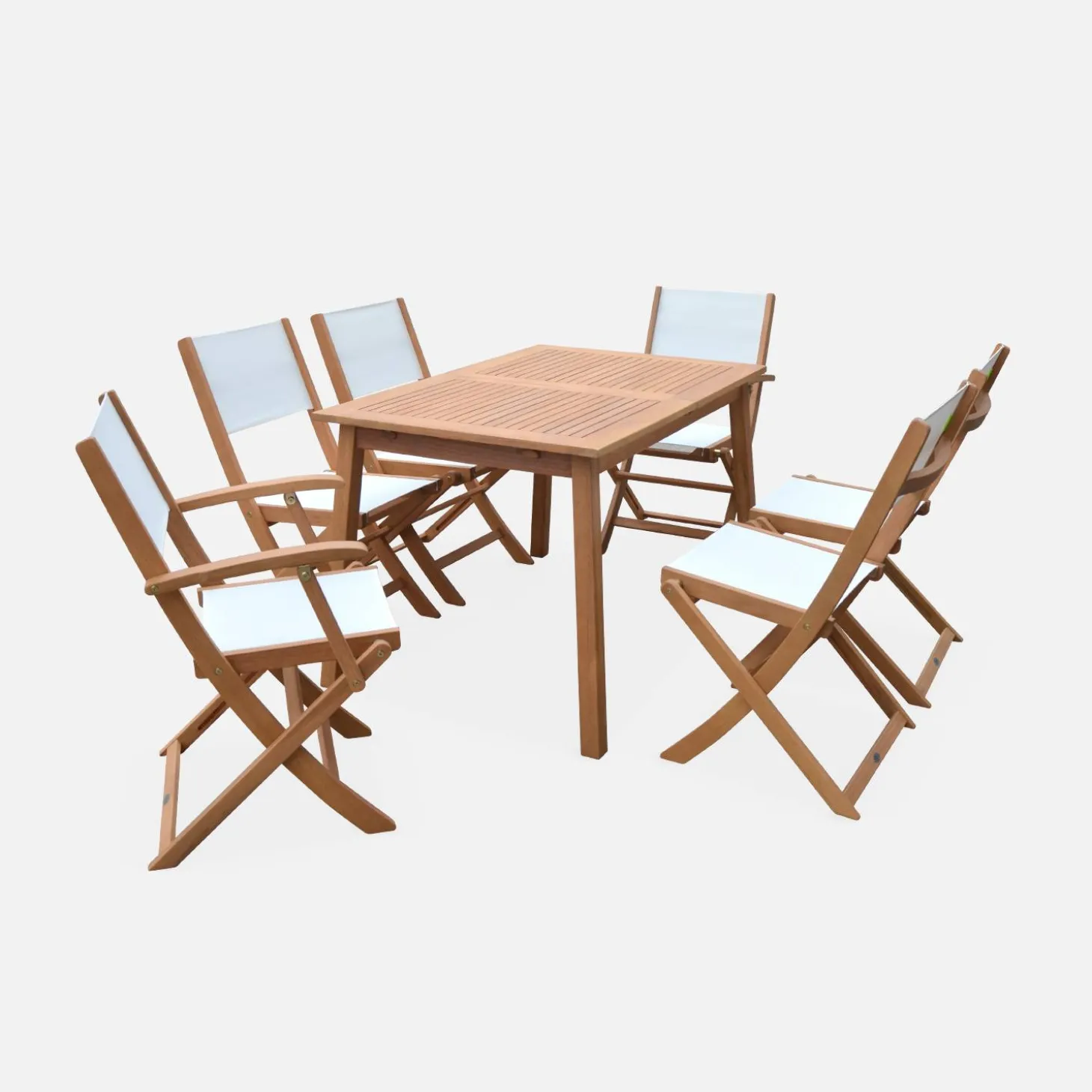 6-seater extendable wooden garden table set with chairs