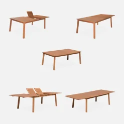 10-seater extendable wooden garden table set with chairs