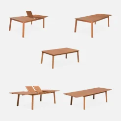 10-seater extendable wooden garden table set with chairs