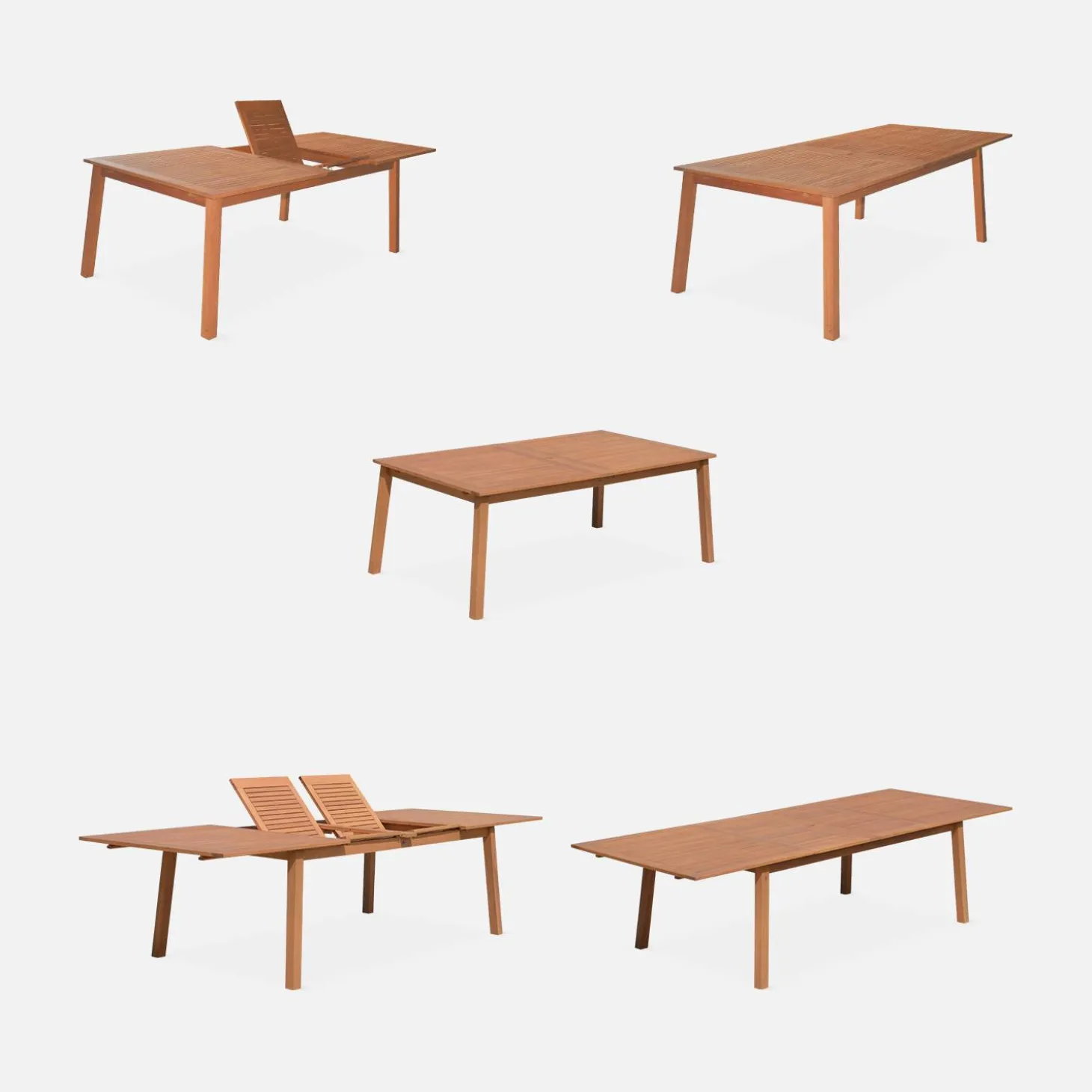 10-seater extendable wooden garden table set with chairs