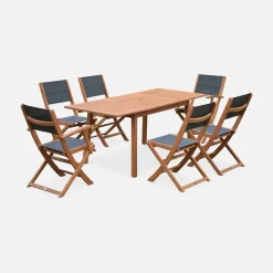 6-seater extendable wooden garden table set with chairs