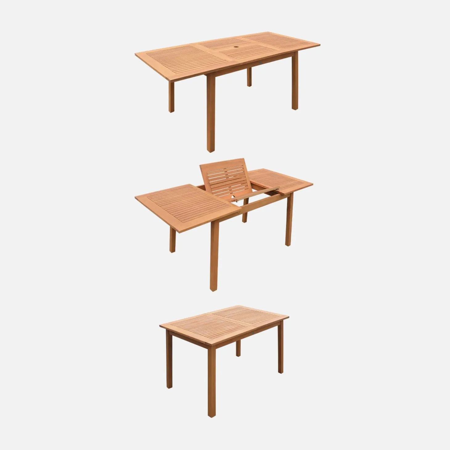 6-seater extendable wooden garden table set with chairs