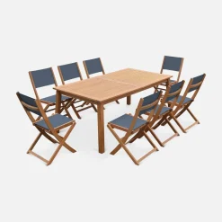 8-seater extendable wooden garden table set with chairs