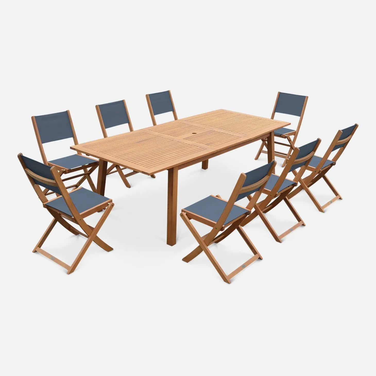 8-seater extendable wooden garden table set with chairs