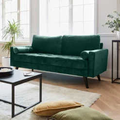 3-seater fabric sofa with vintage style