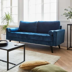 3-seater fabric sofa with vintage style