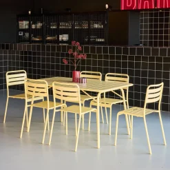 6-seater folding metal garden table with 6 chairs