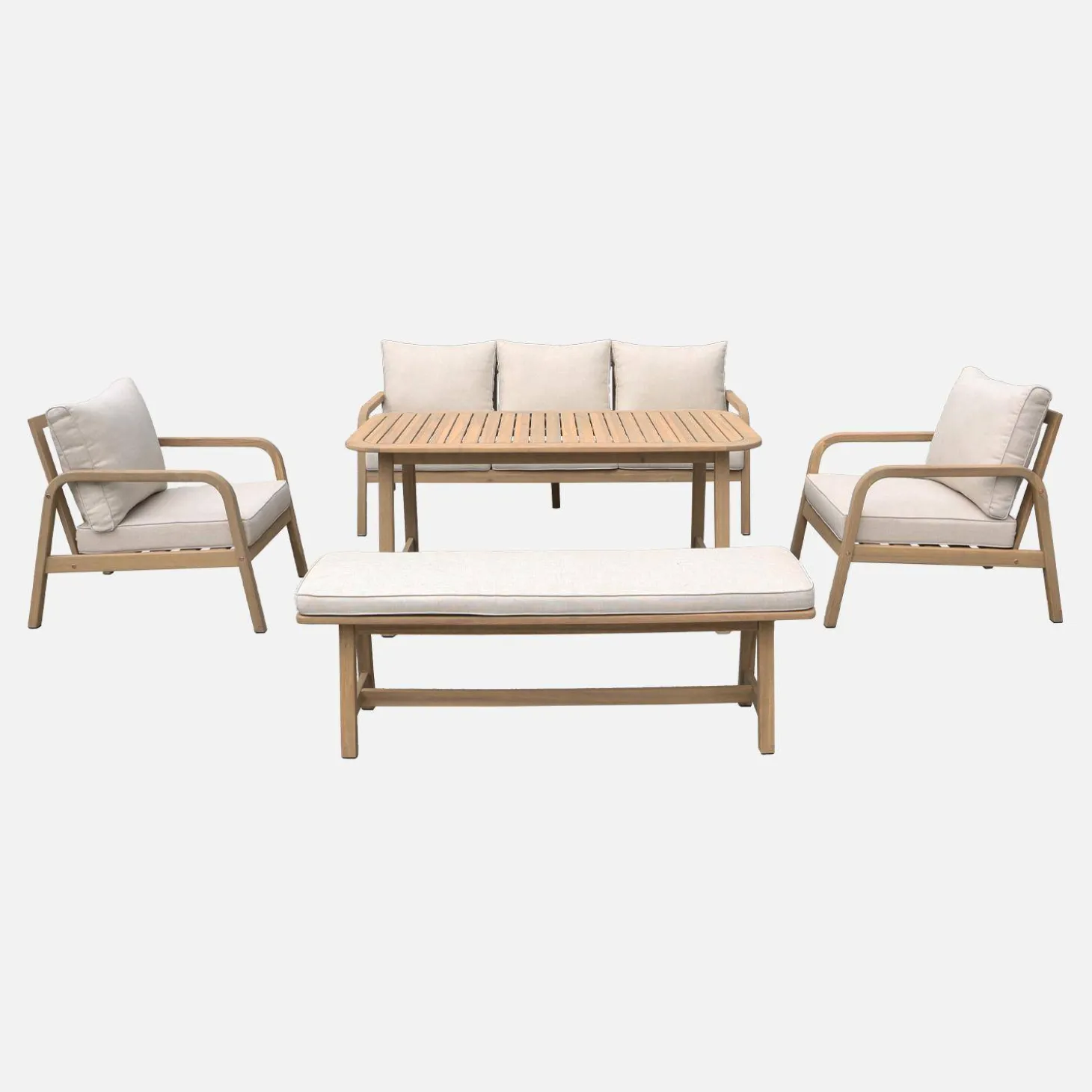 7-seater garden lounge in acacia wood