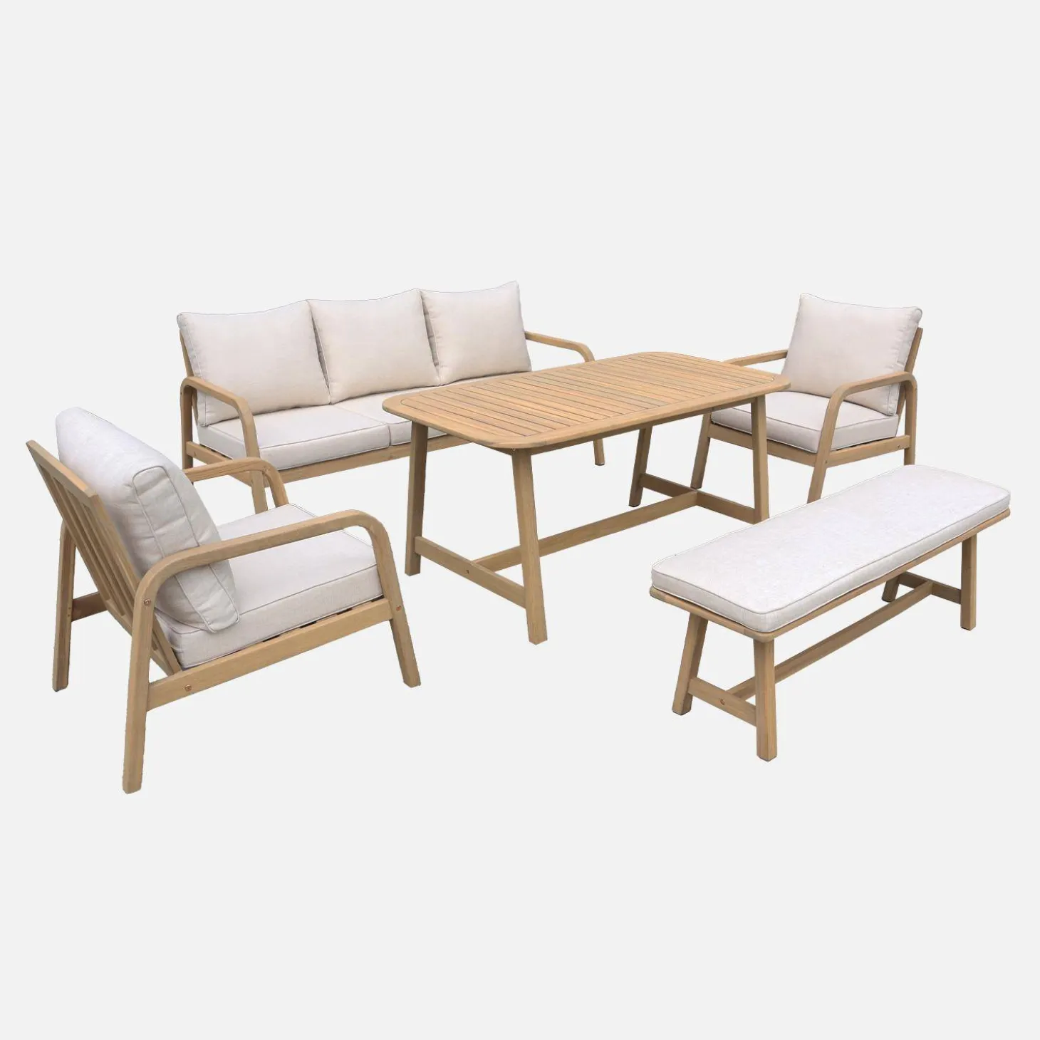 7-seater garden lounge in acacia wood