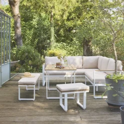 8-seater garden lounge in acacia wood and aluminium