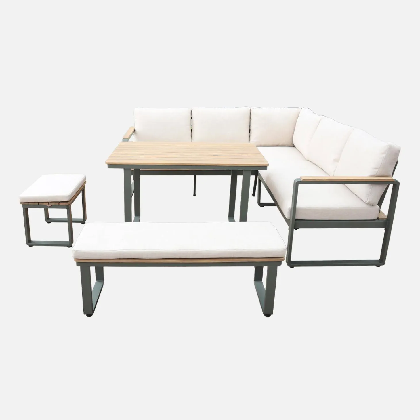8-seater garden lounge in acacia wood and aluminium