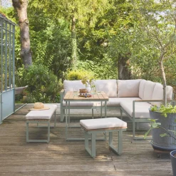 8-seater garden lounge in acacia wood and aluminium