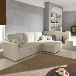 3-seater large corduroy corner sofa bed