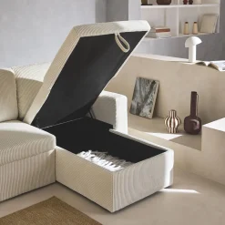 3-seater large corduroy corner sofa bed