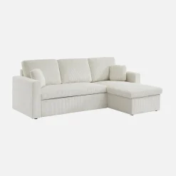 3-seater large corduroy corner sofa bed