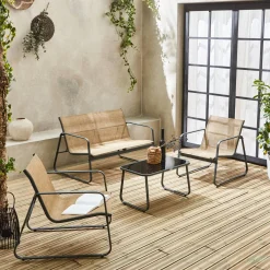 4-seater metal garden furniture set
