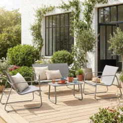 4-seater metal garden furniture set
