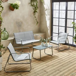 4-seater metal garden furniture set