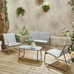 4-seater metal garden furniture set