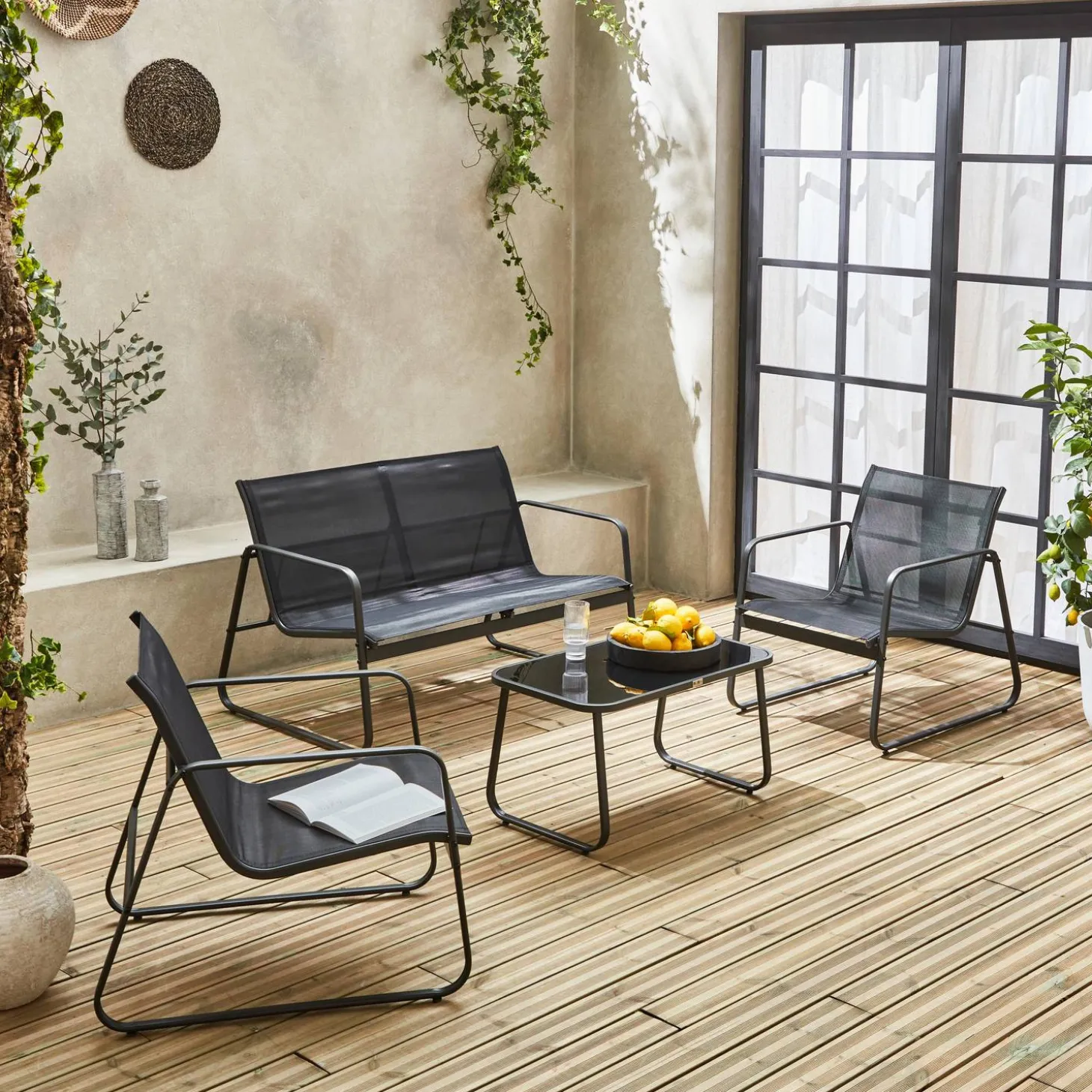 4-seater metal garden furniture set