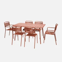 6-seater metal garden table set with 6 chairs