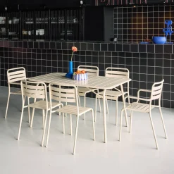 6-seater metal garden table set with 6 chairs
