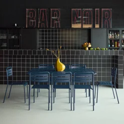 8-seater metal garden table with 8 chairs