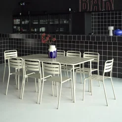 8-seater metal garden table with 8 chairs