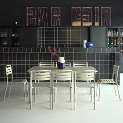 8-seater metal garden table with 8 chairs