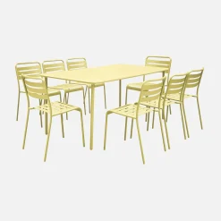 8-seater metal garden table with 8 chairs