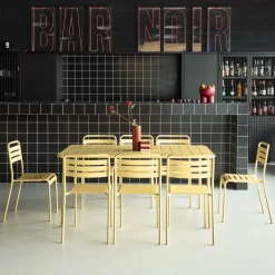 8-seater metal garden table with 8 chairs