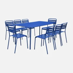8-seater metal garden table with 8 chairs
