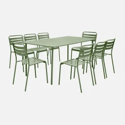 8-seater metal garden table with 8 chairs