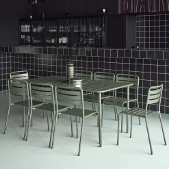 8-seater metal garden table with 8 chairs
