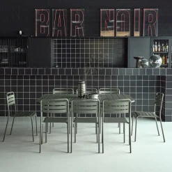 8-seater metal garden table with 8 chairs