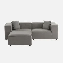 2-3 seater modular sofa with water-repellent fabric and footstool