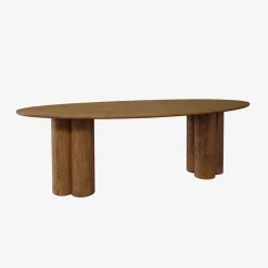 8-seater oval dining table, rubberwood and oak veneer