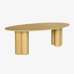 8-seater oval dining table, rubberwood and oak veneer