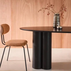 8-seater oval dining table, rubberwood and oak veneer