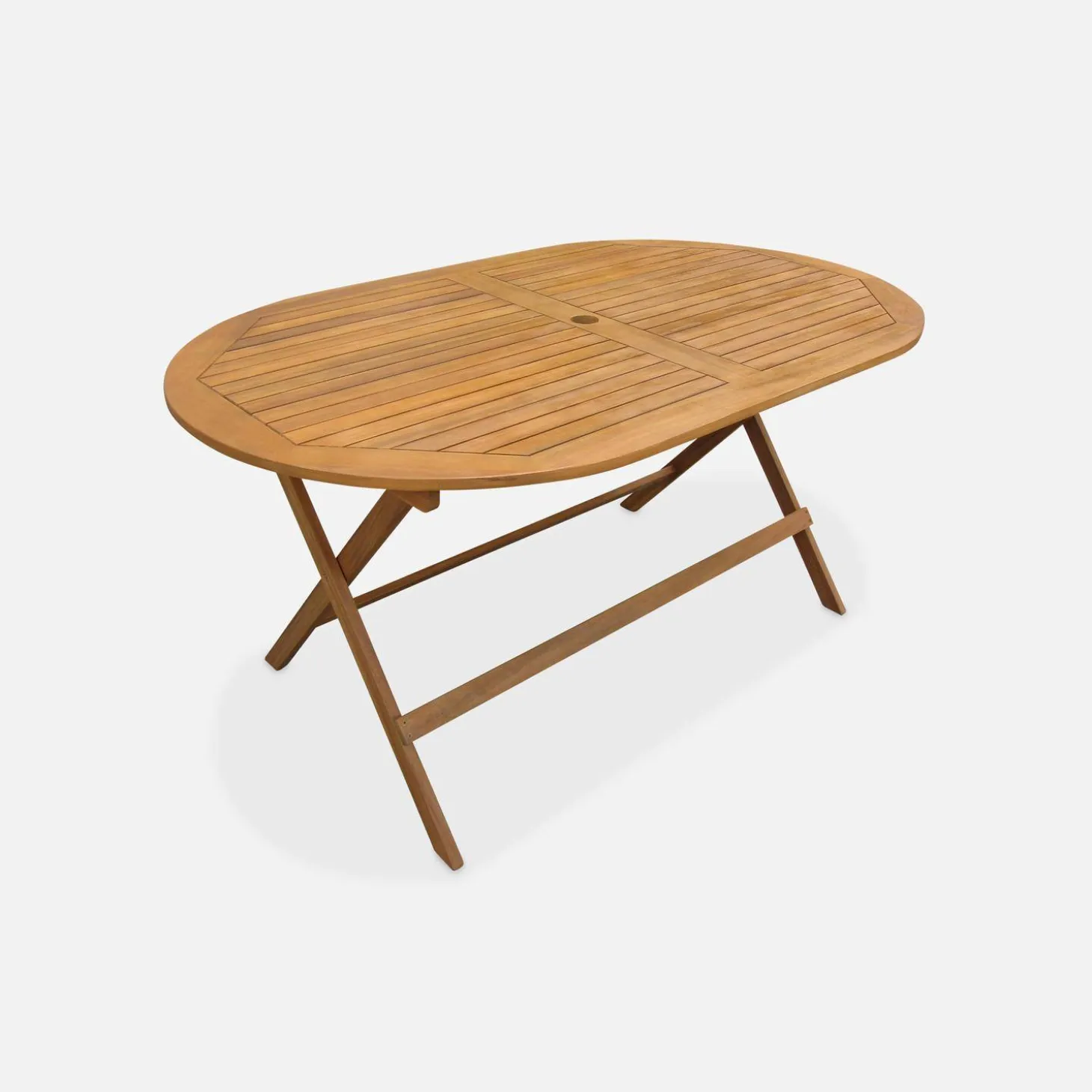 6-seater oval wooden folding garden table
