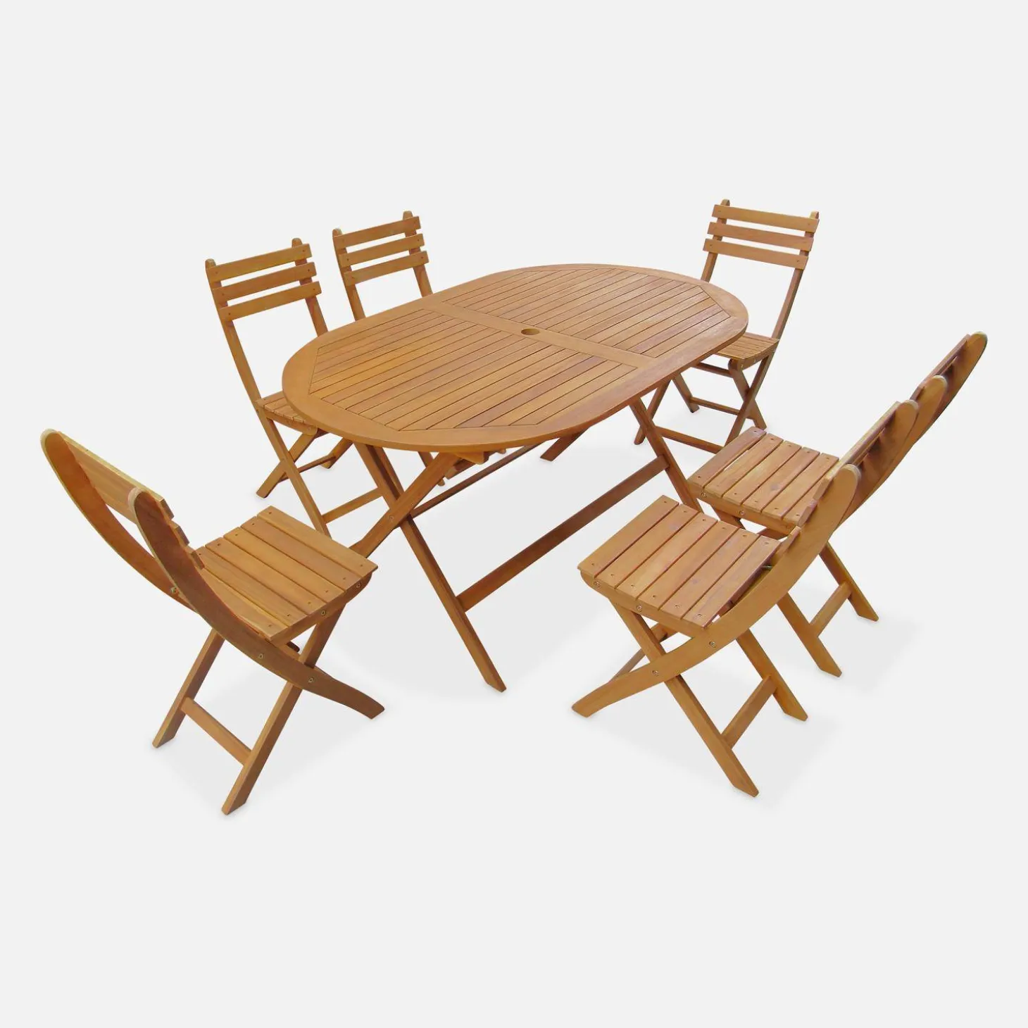 6-seater oval wooden folding garden table
