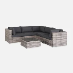 5-seater polyrattan corner garden sofa set