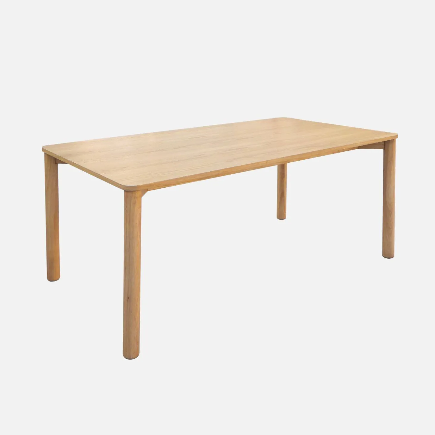 6-seater rectangular dining table with rubberwood and oak veneer
